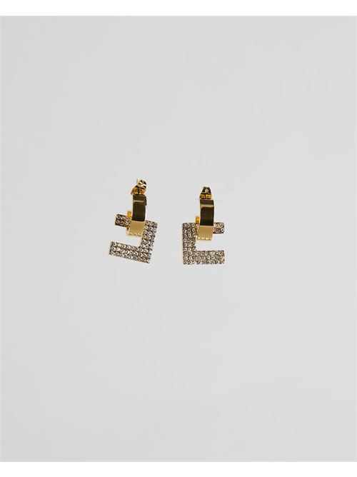 Silver logo earrings with rhinestones Elisabetta Franchi ELISABETTA FRANCHI | Earrings | OR36K41E2U95